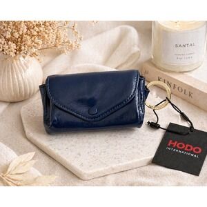 HOBO International Leather Coin Purse Keychain Navy NWT Compact Wallet